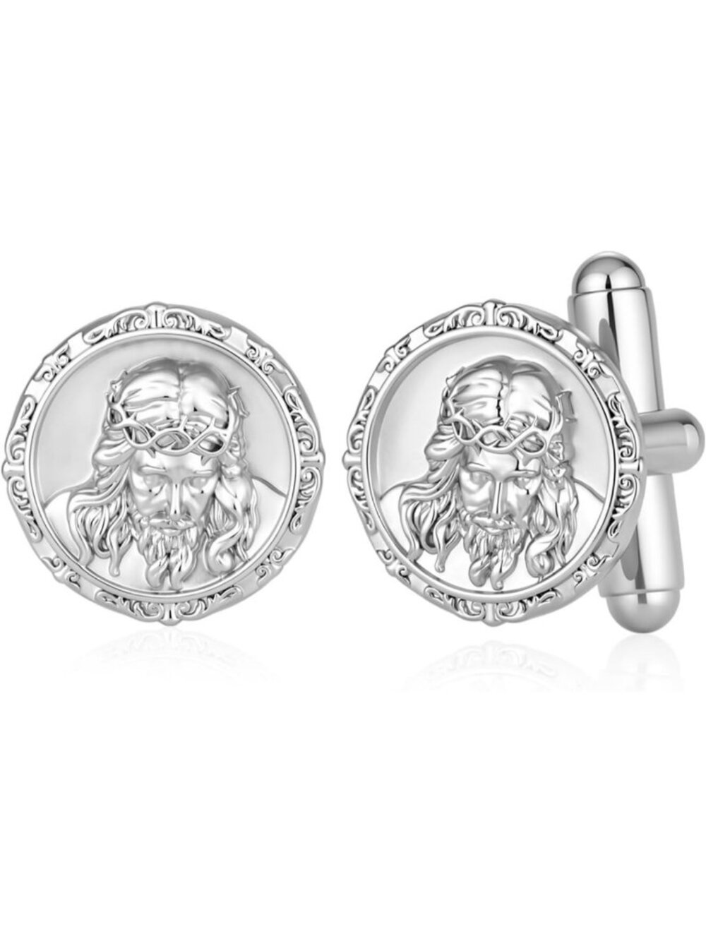 Sterling Silver Jesus Cufflinks for Men | Religious Jewelry & Christian Gifts